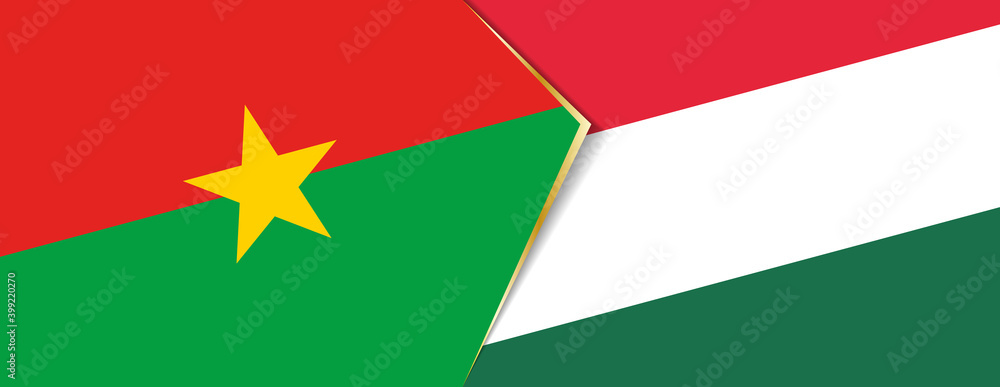 Burkina Faso and Hungary flags, two vector flags. Burkina Faso and Hungary flags, two vector flags.