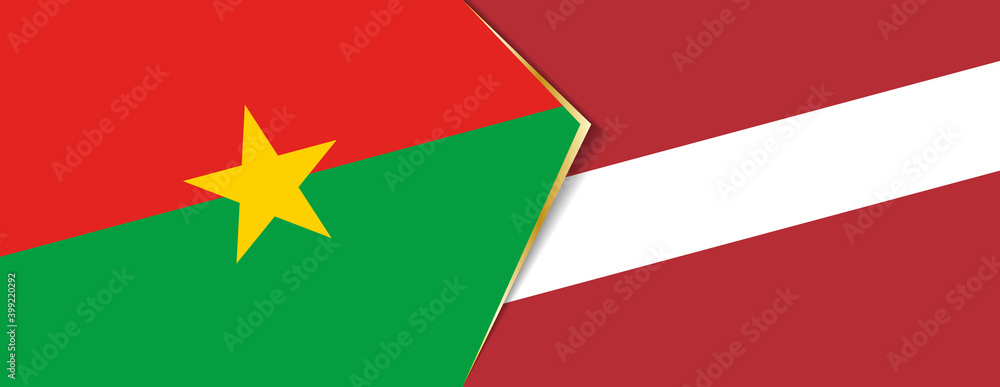 Burkina Faso and Latvia flags, two vector flags. Burkina Faso and Latvia flags, two vector flags.