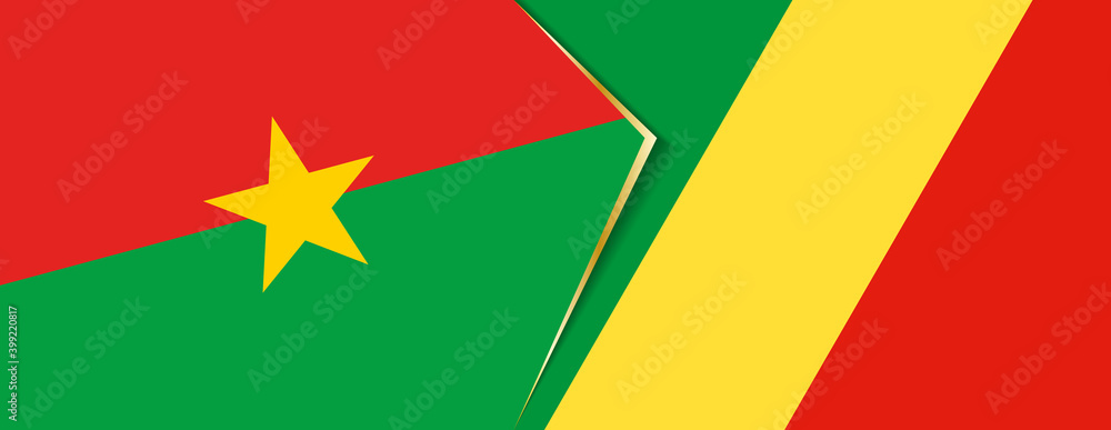Burkina Faso and Congo flags, two vector flags. Burkina Faso and Congo flags, two vector flags.