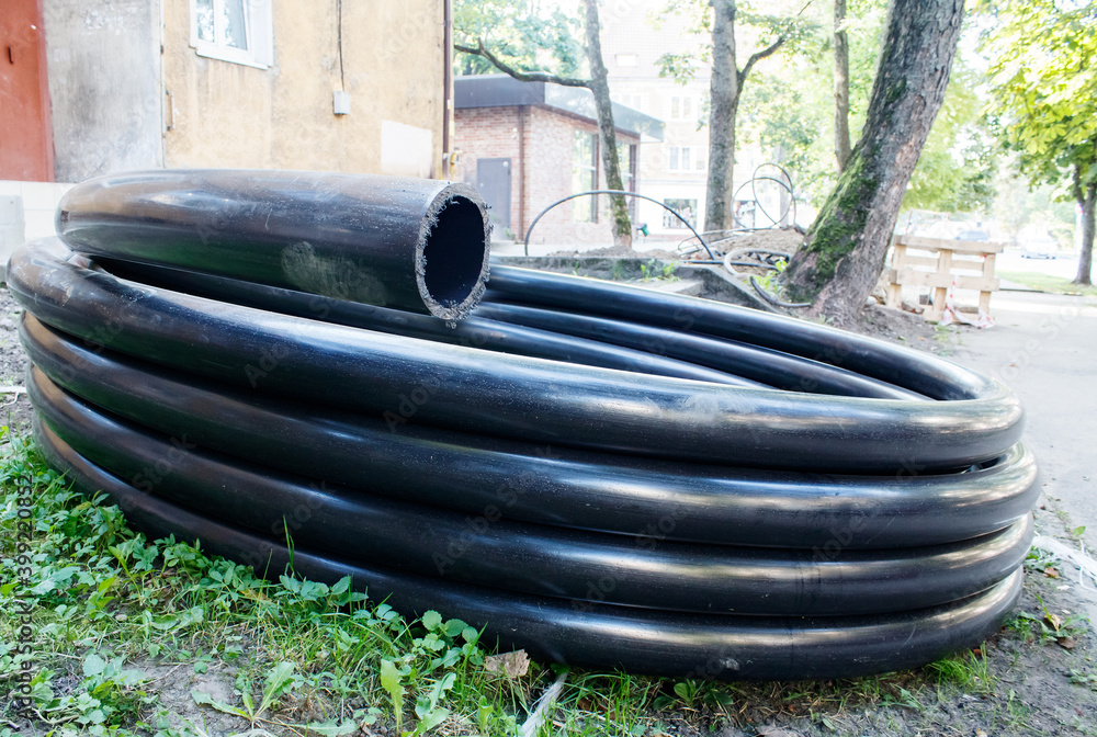 roll of plastic pipe