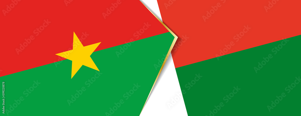 Burkina Faso and Madagascar flags, two vector flags. Burkina Faso and Madagascar flags, two vector flags.