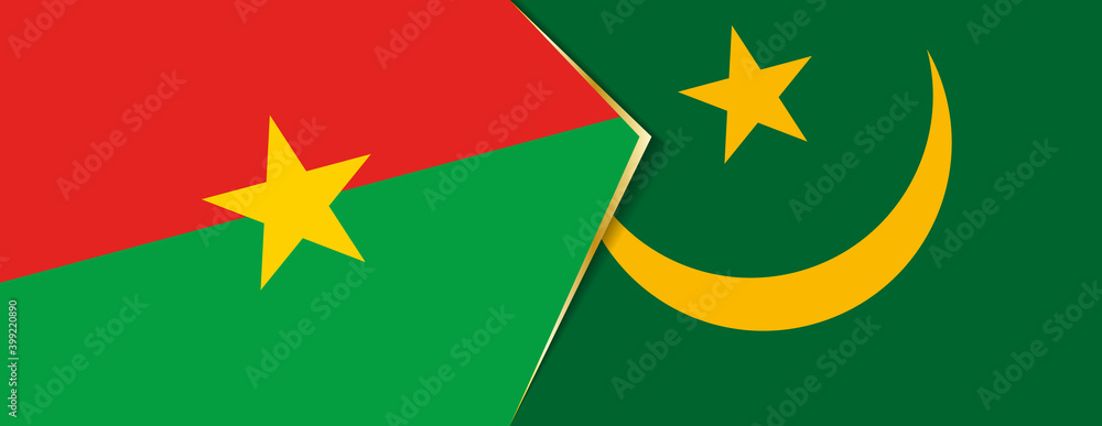 Burkina Faso and Mauritania flags, two vector flags. Burkina Faso and Mauritania flags, two vector flags.