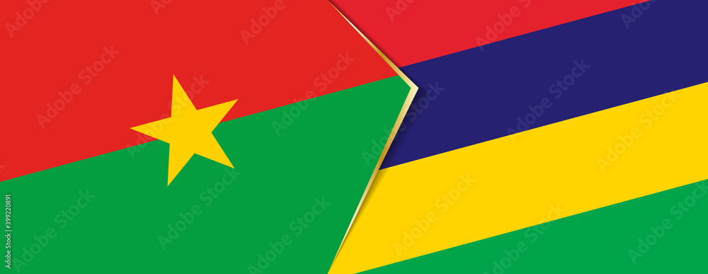 Burkina Faso and Mauritius flags, two vector flags. Burkina Faso and Mauritius flags, two vector flags.
