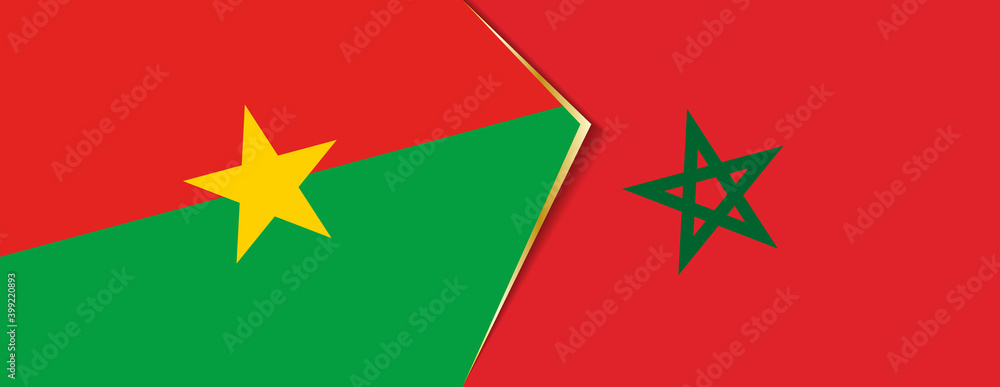 Burkina Faso and Morocco flags, two vector flags. Burkina Faso and Morocco flags, two vector flags.