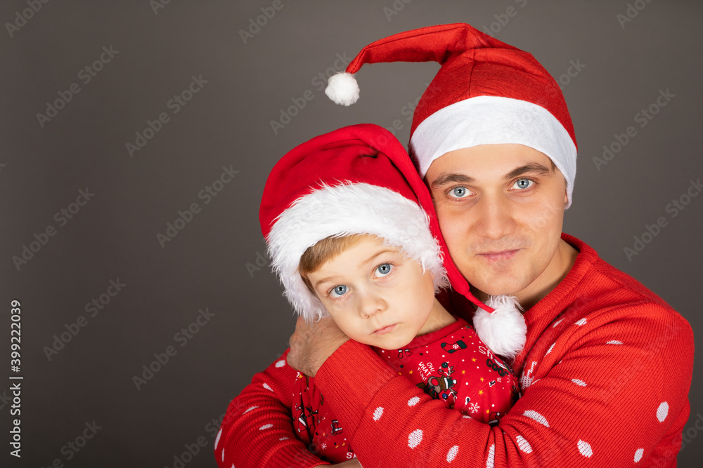 Father and son on Christmas time Father and son on Christmas time