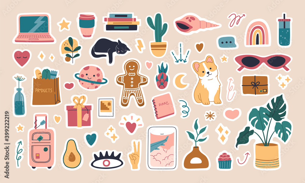 Premium Vector  Small stickers for diaries linear