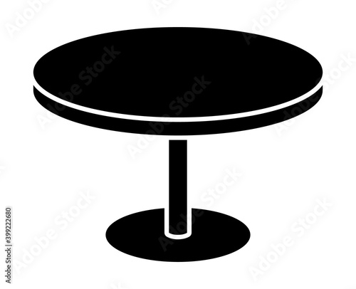 Round dinner table or circular diner table flat vector icon for apps and websites
