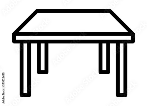 Square dinner table or work desk line art vector icon for apps and websites