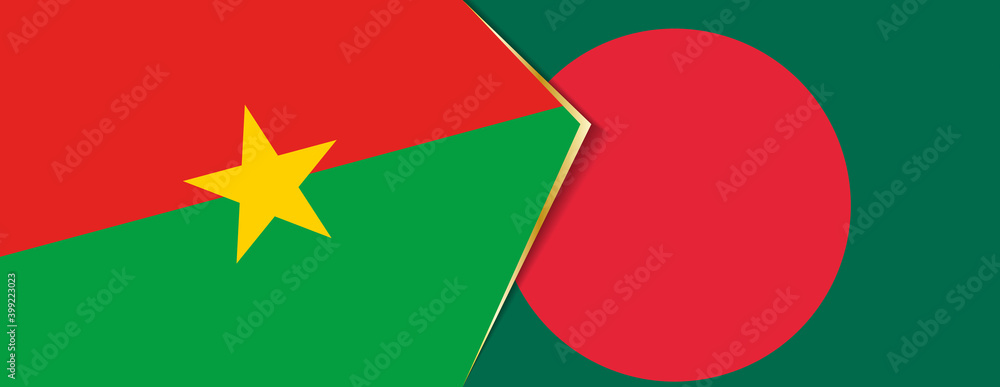 Burkina Faso and Bangladesh flags, two vector flags. Burkina Faso and Bangladesh flags, two vector flags.