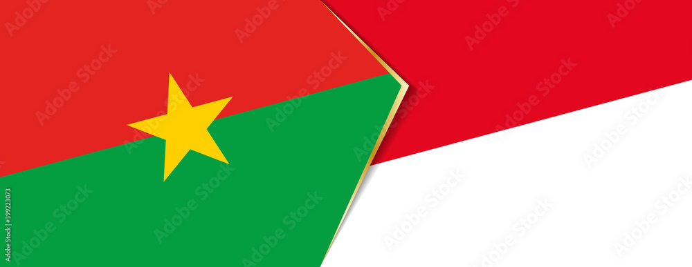 Burkina Faso and Indonesia flags, two vector flags. Burkina Faso and Indonesia flags, two vector flags.