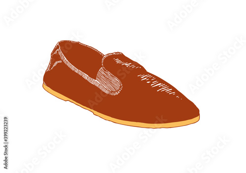 Two-color illustration of a Chinese martial arts shoe