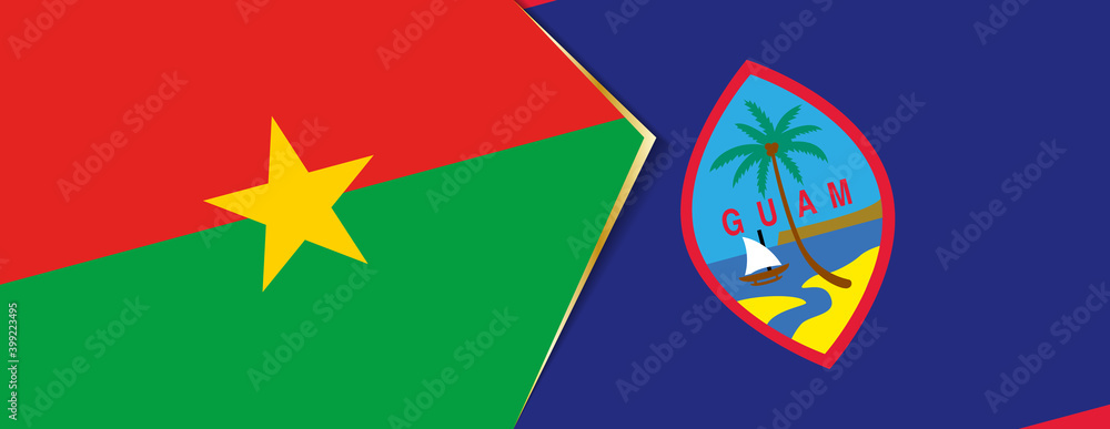 Burkina Faso and Guam flags, two vector flags. Burkina Faso and Guam flags, two vector flags.