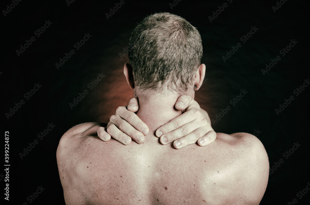 Naklejka premium Stress and headache for an attractive young guy.