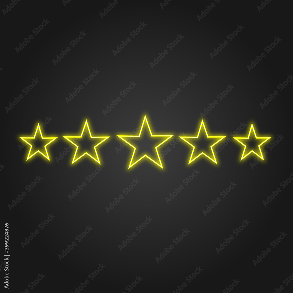 neon sign of five golden stars for decoration neon sign of five golden stars for decoration
