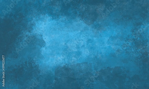 Sfondo blu azzurro con trama nuvolosa e grunge marmorizzato, nebbia morbida e illuminazione nebulosa e colori pastello. Banner web lungo. Sbiadito al centro. photo