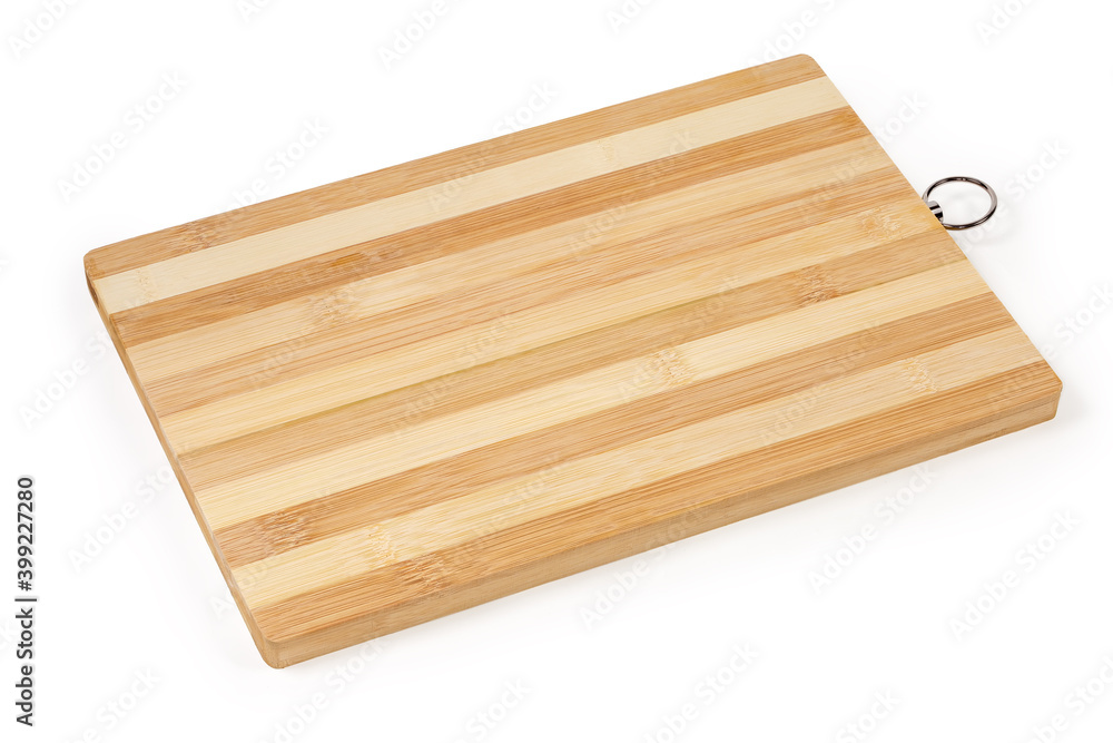 Cutting board made of natural bamboo wood on white background Cutting board made of natural bamboo wood on white background