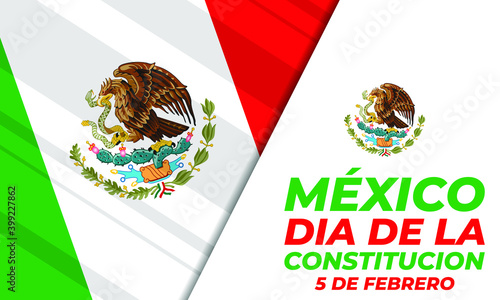 Mexico constitution day. National public holiday. Inscription Mexico, Constitution Day in Spanish. Template for background, banner, card, poster. Vector EPS 10.