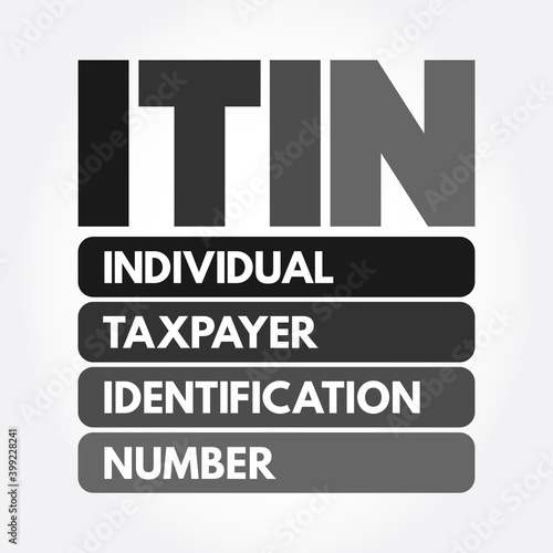 ITIN - Individual Taxpayer Identification Number acronym, concept background
