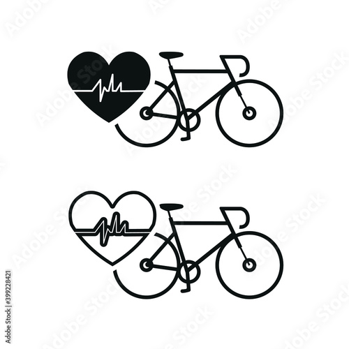 Vector image. Cycling icons. Sports cardiac control image.