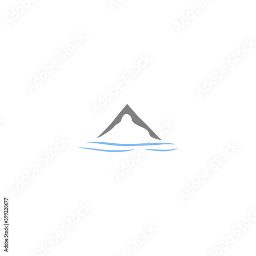 Hill with water sign, symbol, art, logo isolated on white
