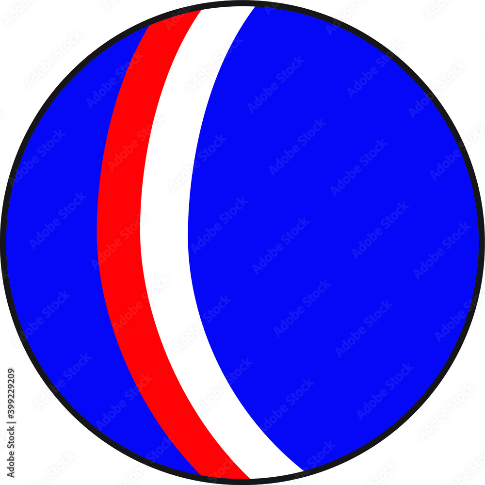 children's toy, ball with white and red stripes, illustration for children, blue color children's toy, ball with white and red stripes, illustration for children, blue color