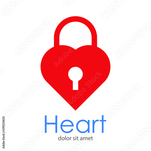 Logotipo candado con forma de corazón en color rojo