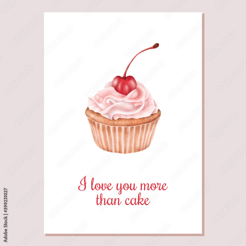 Valentines Card Sweets Cupcake With Cherry
Valentines Card Sweets Cupcake With Cherry