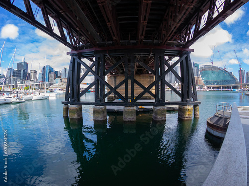 View of the under bridge at Darling Harbour Sydney NSW Australia