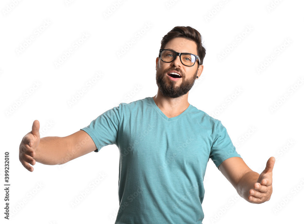 Male actor on white background