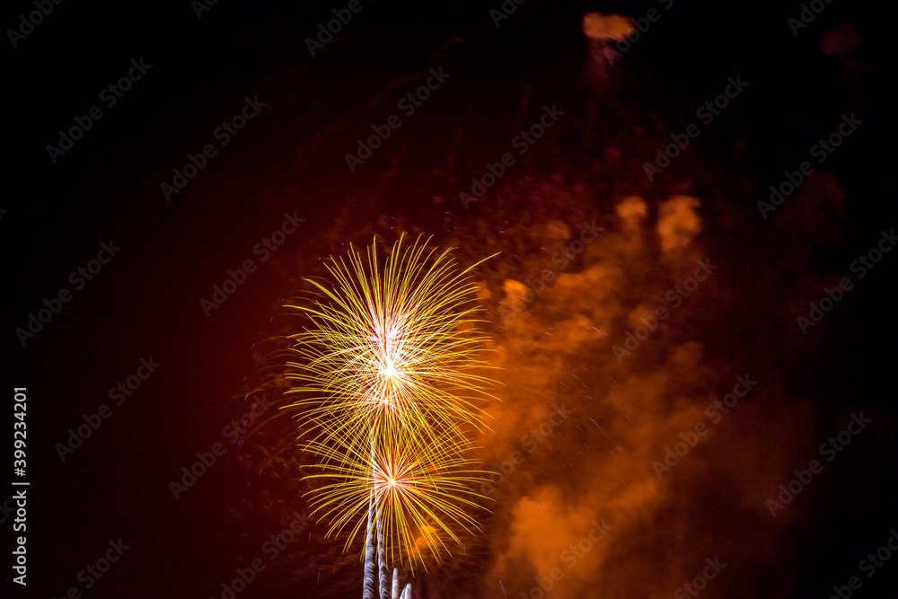 The blurred background of fireworks (light trails) is beautiful at night, seen in the New Year holidays, Christmas events, for tourists to take pictures during public travel. The blurred background of fireworks (light trails) is beautiful at night, seen in the New Year holidays, Christmas events, for tourists to take pictures during public travel.