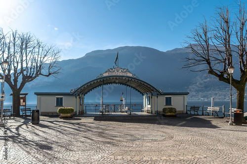Mandello del Lario Como Lake side view in Italy photo