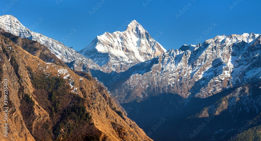 mount Nanda Devi in Indian Himalaya panorama mount Nanda Devi in Indian Himalaya panorama