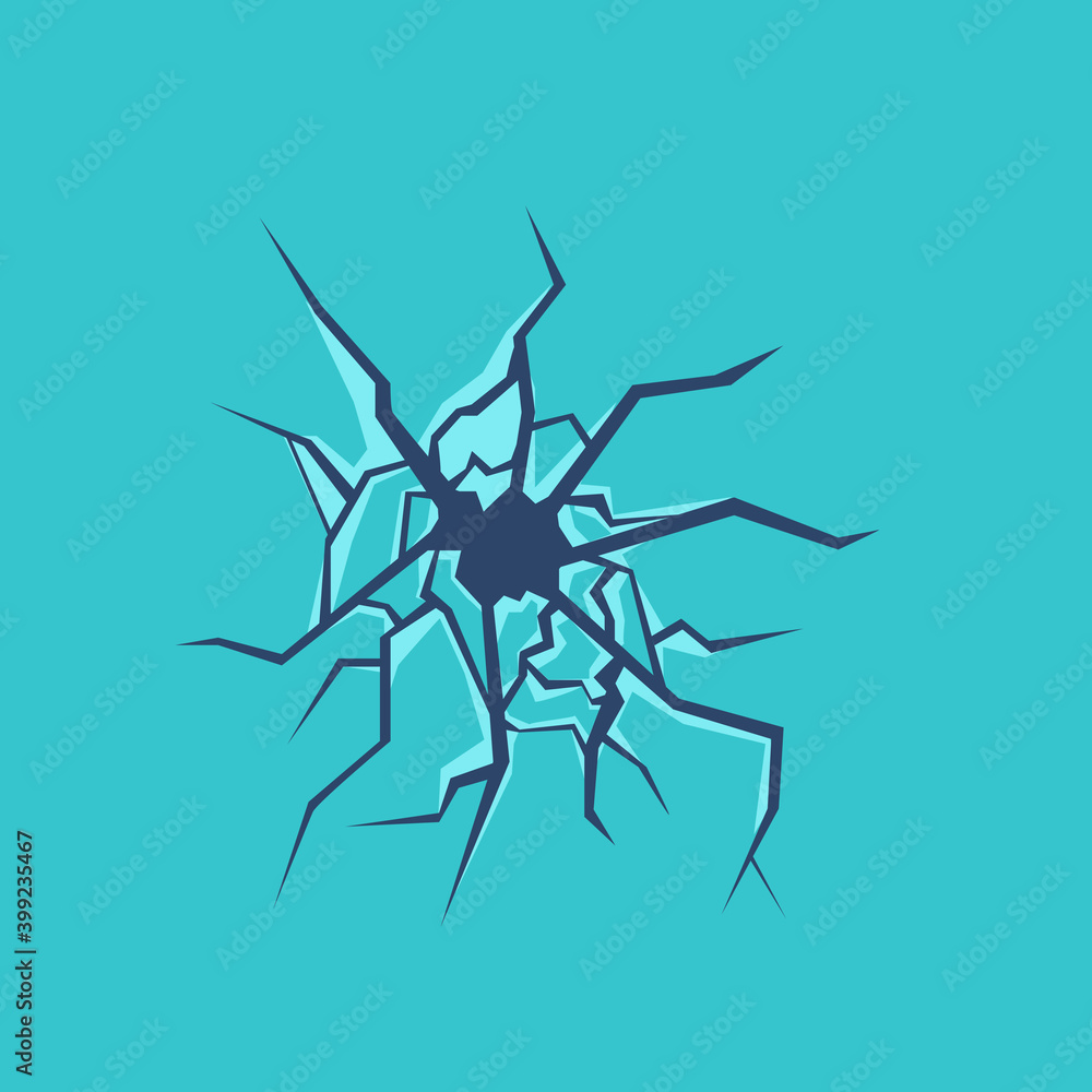 Window broken with cracked glass vector illustration. Window broken with cracked glass vector illustration.