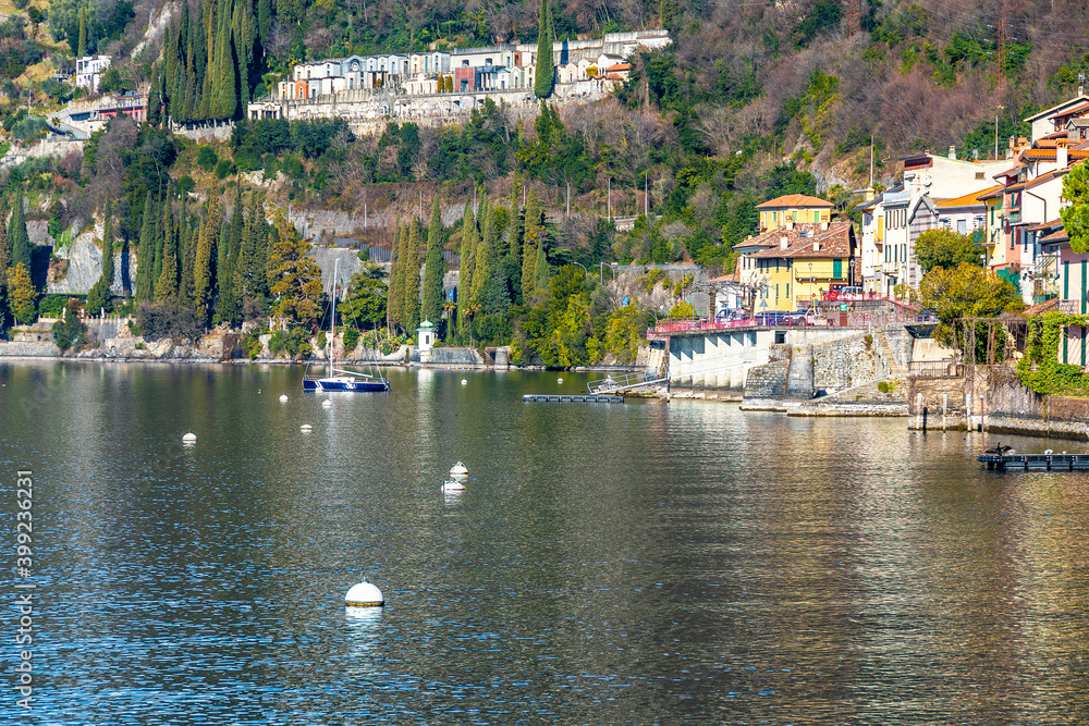 Calm day on Como Lake in Italy