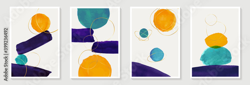 Creative minimalist hand painted Abstract art background with watercolor stain and shape elements vector EPS10. Design for wall decoration, postcard, poster or brochure