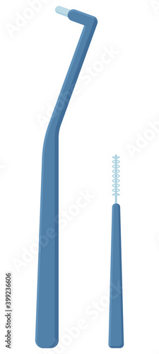 tools for cleaning teeth with braces system. Vector illustration