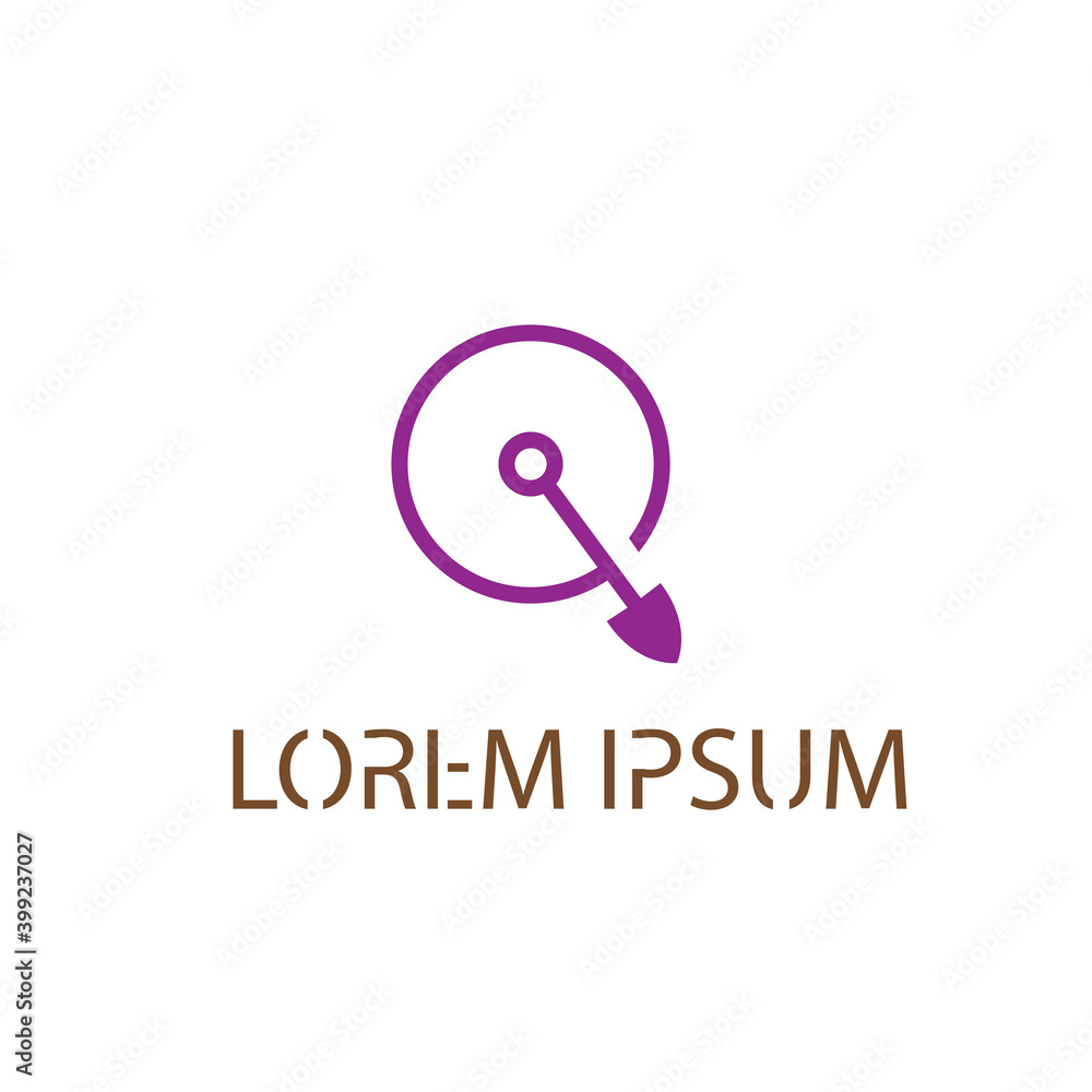 letter q logo illustration of construction tools with color line design vector letter q logo illustration of construction tools with color line design vector