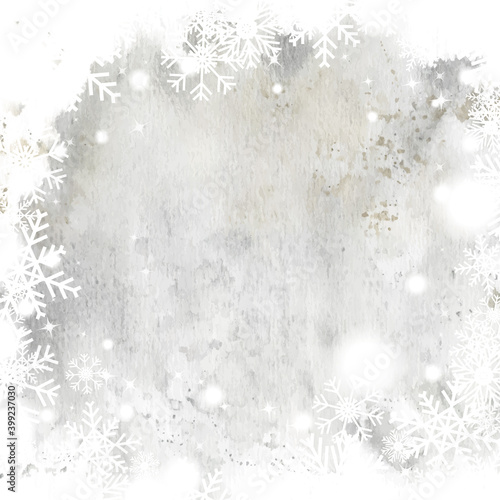 Winter christmas card background with gray watercolor