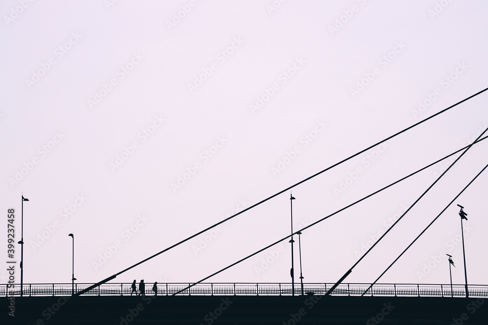 tourist on the bridge visiting Bilbao city, Spain tourist on the bridge visiting Bilbao city, Spain