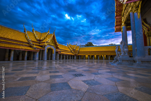 Background of an important tourist attraction in Thailand, Landmark in Bangkok (Wat Benchamabophit Dusitvanaram Rajawarawiharn - MarTemple), tourists all over the world always come to see the beauty photo