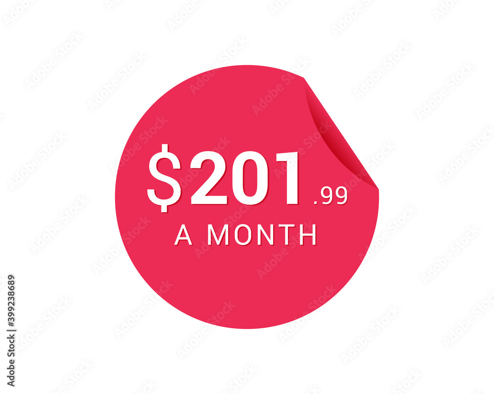 Monthly $201.99 US Dollars icon, $201.99 a Month tag