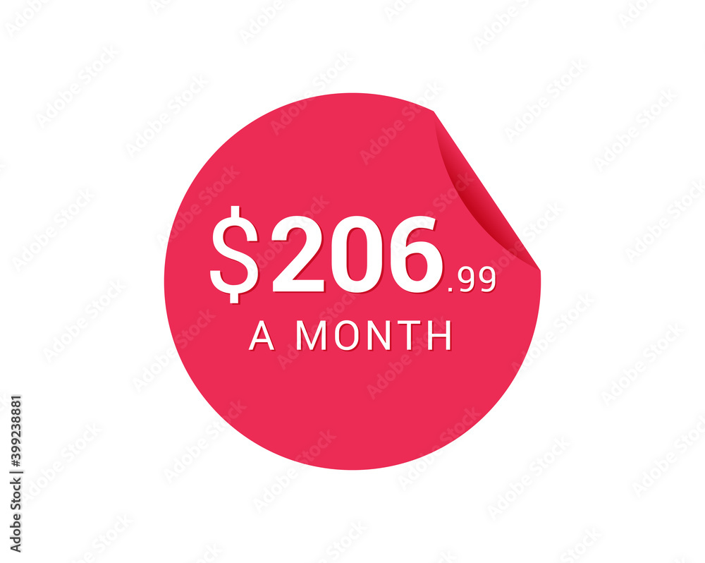 Monthly $206.99 US Dollars icon, $206.99 a Month tag Monthly $206.99 US Dollars icon, $206.99 a Month tag