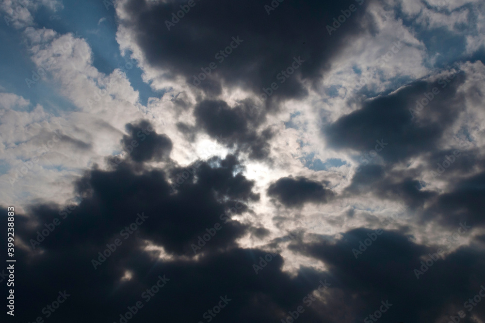 Picturesque blue sky with large beautiful clouds on a bright sunny day. Sky replacement template