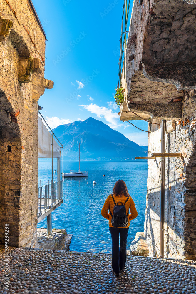 Fototapeta premium Varenna Town historical street view in Italy