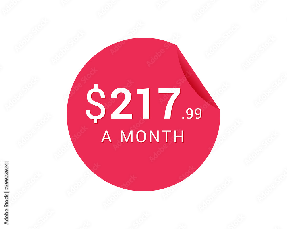 Monthly $217.99 US Dollars icon, $217.99 a Month tag Monthly $217.99 US Dollars icon, $217.99 a Month tag