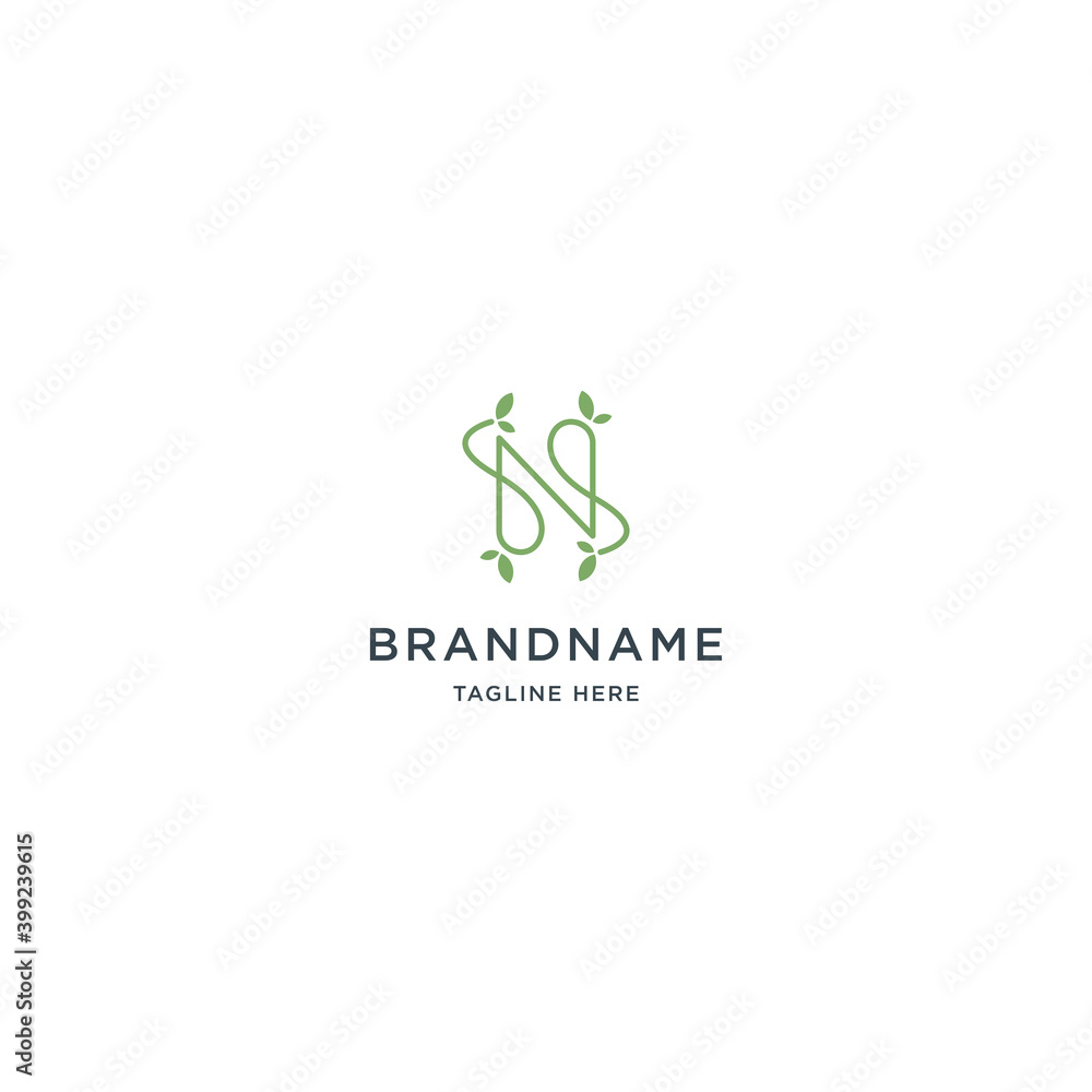 Letter N nature logo design template Letter N nature logo design template