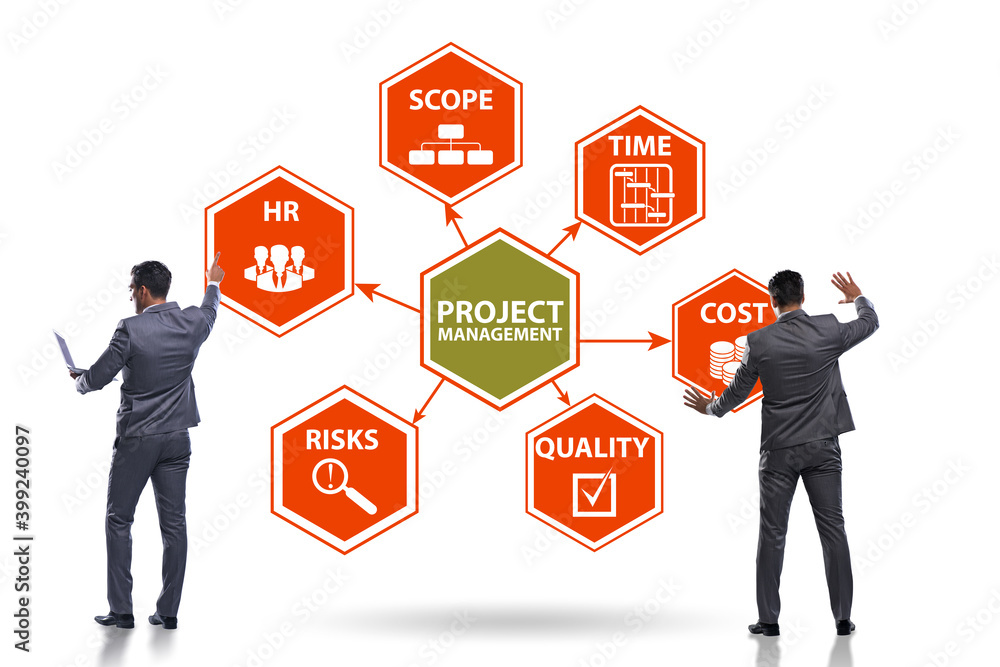 Concept of project management with businessman Concept of project management with businessman