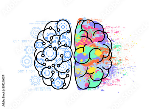 Drawing left and right side of brain