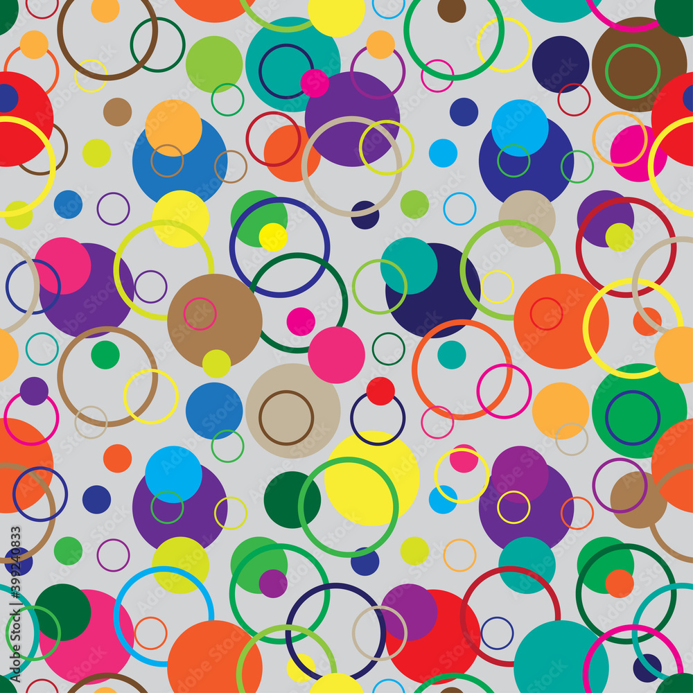 Circles seamless pattern. Retro colors. Abstract geometric background.
