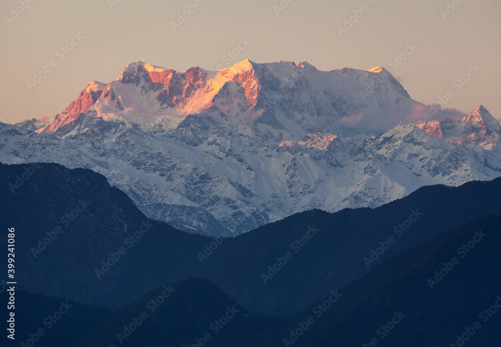 Mount Chaukhamba evening view, Himalaya